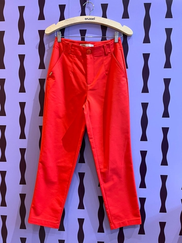 calça reta vermelho lisa det bolso