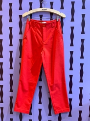 calça reta vermelho lisa det bolso